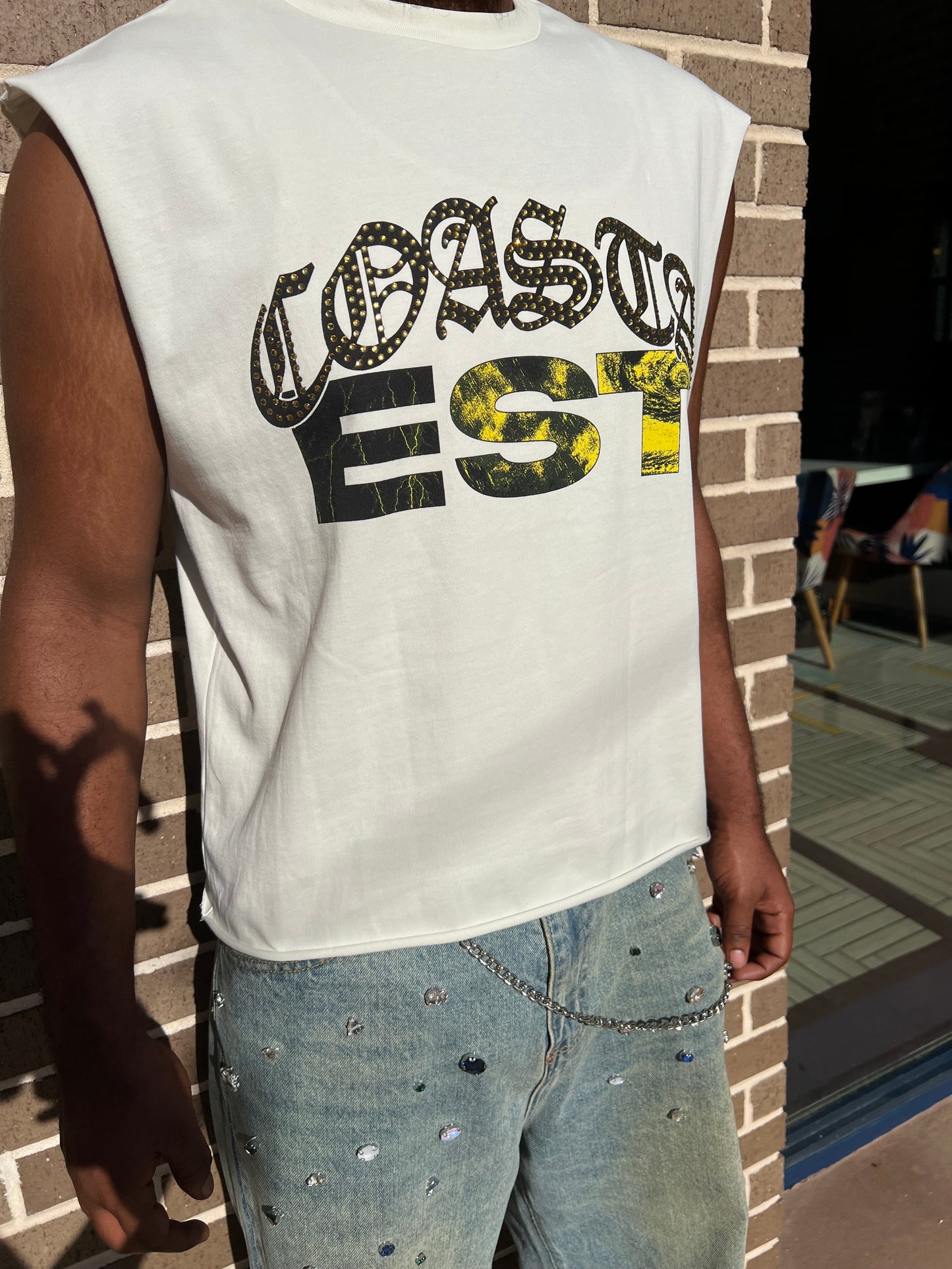 Sleeveless Boxy Fit T Shirt