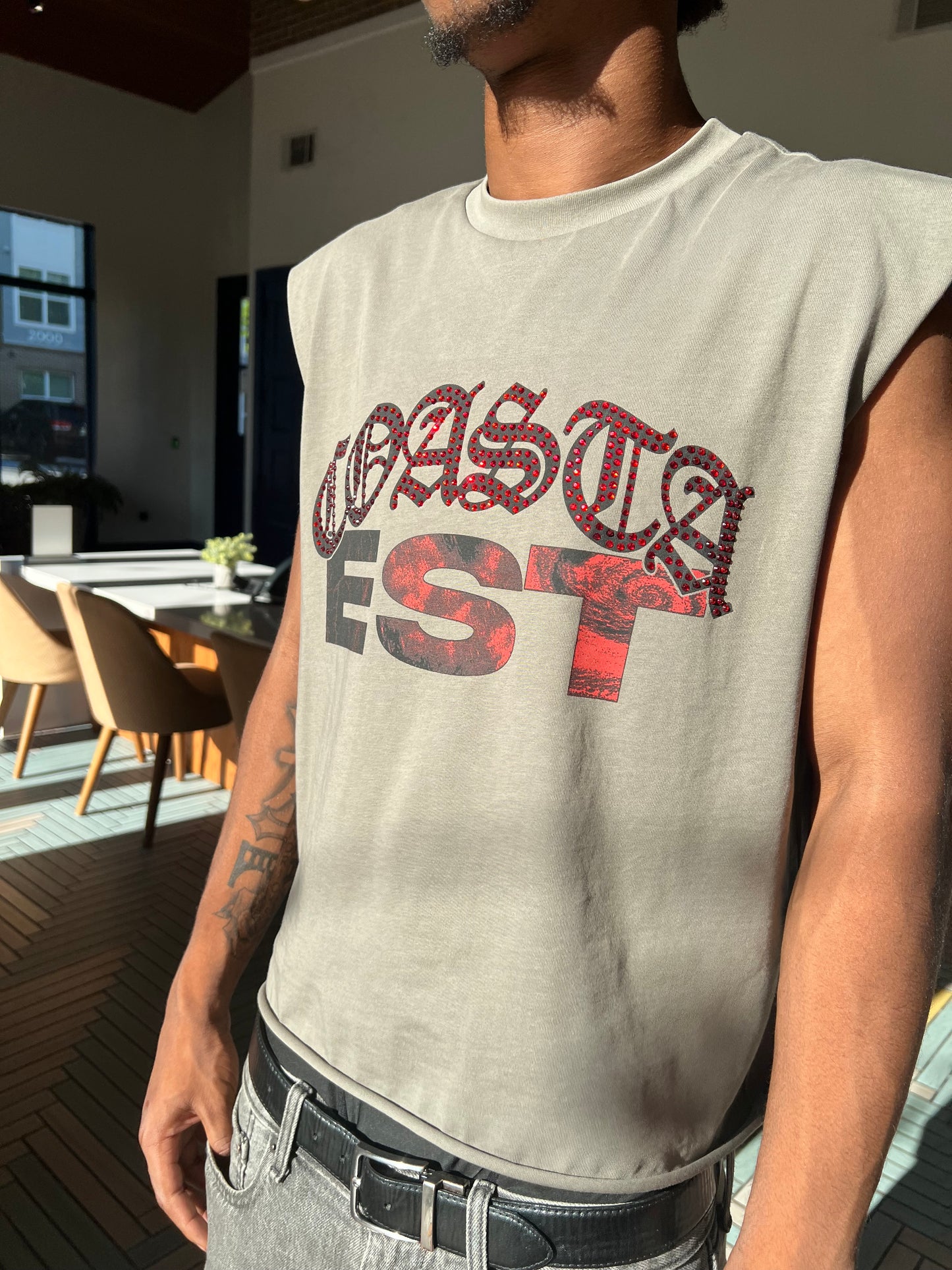 Sleeveless Boxy Fit T Shirt