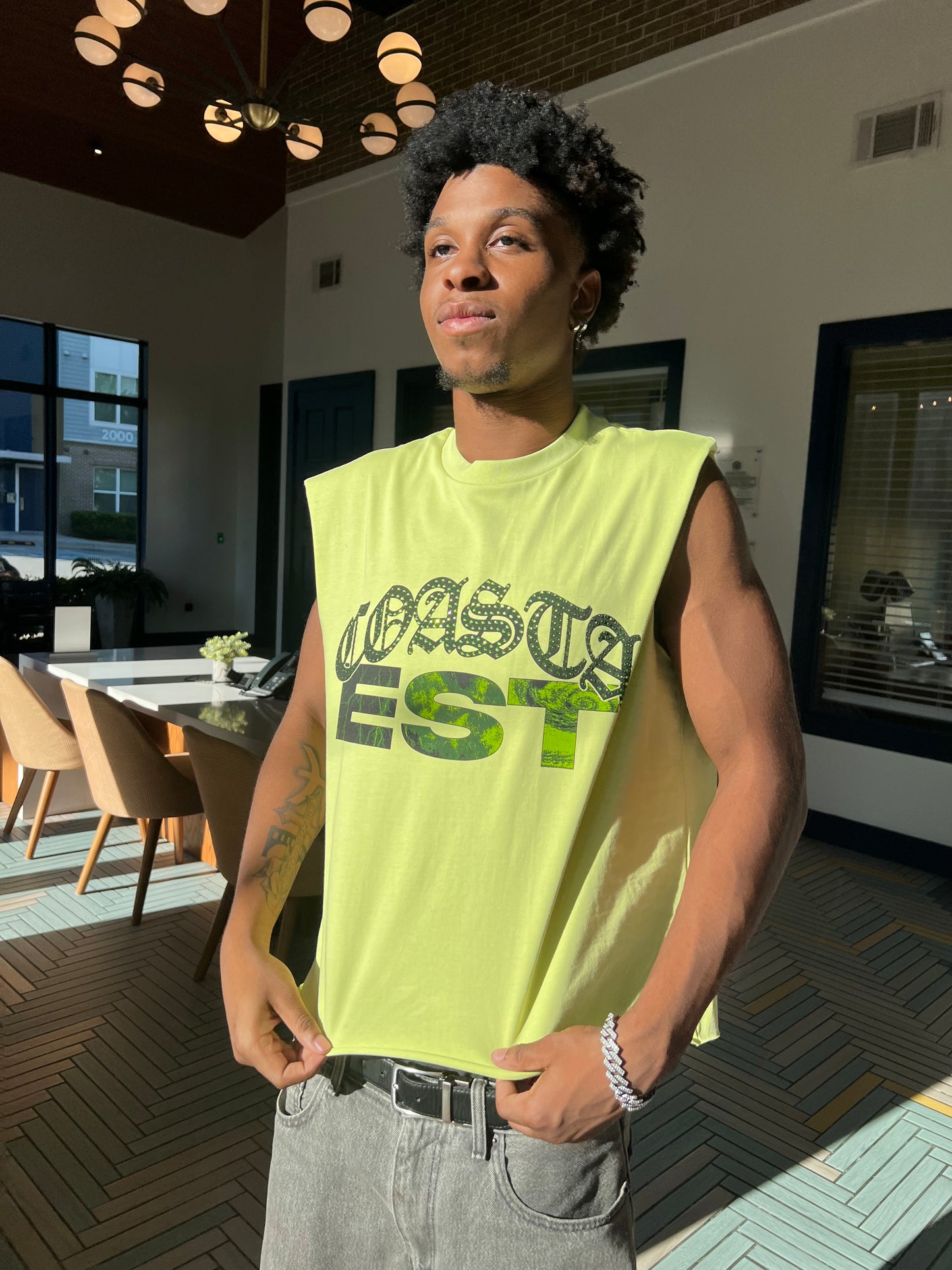 Sleeveless Boxy Fit T Shirt